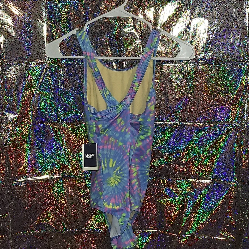 Girl's Lands' End Tie Dye Crossback One Piece Swimsuit NWT Size 14 - Picture 4 of 5